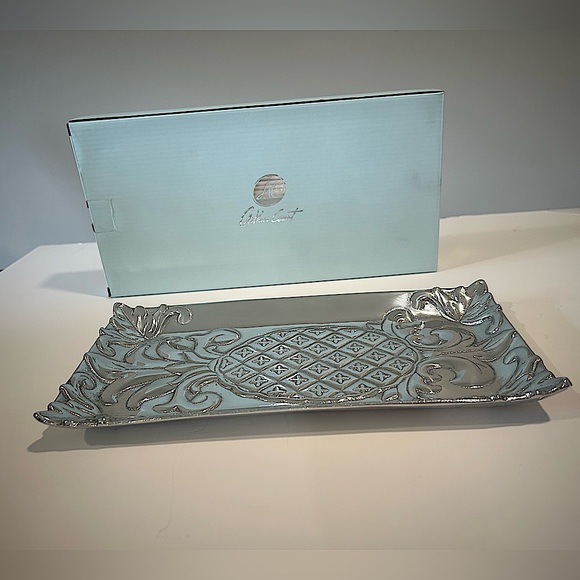 Arthur Court Designs Pineapple Pattern Aluminum Bread Serving Tray New In Box - Picture 1 of 5